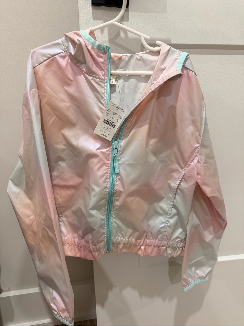 Crewcuts Pastel Tie-Dye Hooded Raincoat - Pink, White, Mint